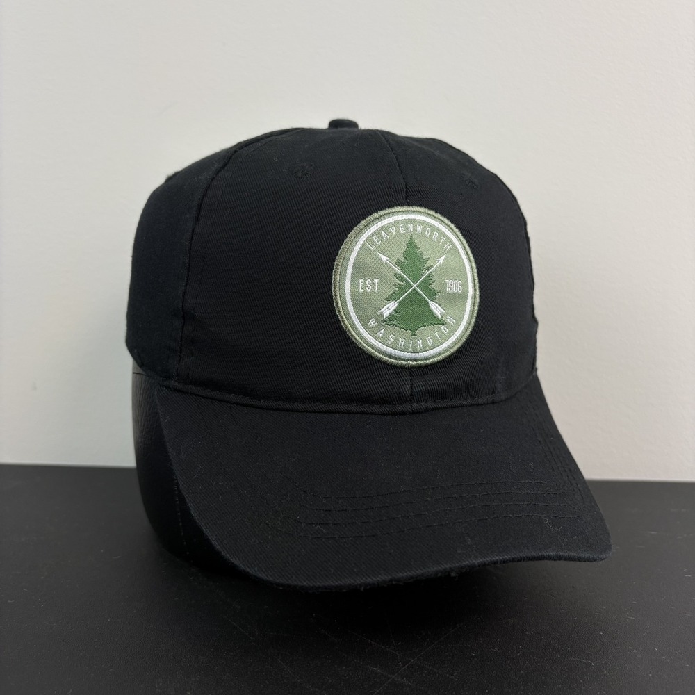 Leavenworth Washington Granola Hat Black Travel Hiking Tree Snapback Adjustable